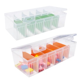 Bofanze Pack of 2 Transparent Cable Organiser Box Cable Storage Box Charging Cable Organiser Box Cable Management Box with Lid Charging Cable Organiser Box with 5 Removable Dividers for Cables