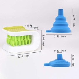 YQBOOM Limpiador de cuchillos y tenedores, cepillo de limpieza de doble cara, esponja multifuncional, 1 unidad, con embudo de silicona