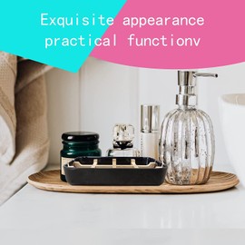 Aoheuo Modern Bamboo Fiber soap Holder and soap Dish Combination (Removable), Black, 5.12 Long by 3 Wide, 0.98 inches high, Used in Kitchens, bathrooms, and bar Sinks