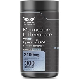ETERNAL NUTRITION Ultra Pure L-Treonato de Magnesio Liposomal (300 Cápsulas) | Alta Biodisponibilidad | 75 Porciones · 2100 mg | Memoria, Concentració