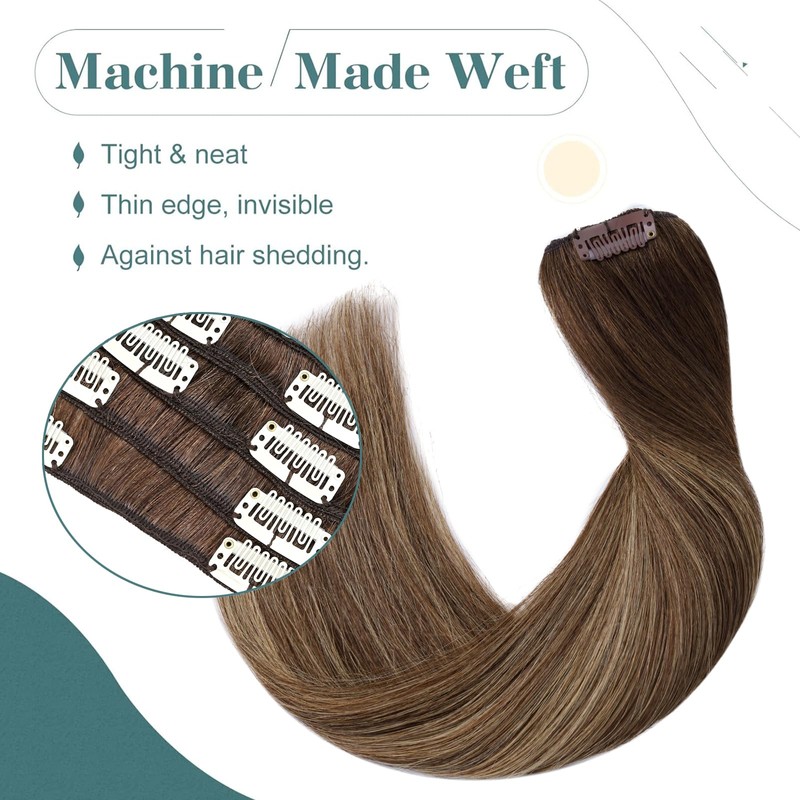 Elailite Clip in Hair Extensions Real Human Hair Remy Hair