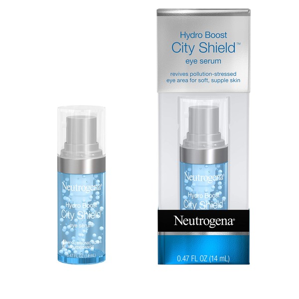 Neutrogena Hydro Boost City Shield Hydrating Eye Serum with Hyaluronic Acid, Antioxidants, and Multivitamin Capsules for Pollution Stressed Skin, Oil-Free and Non-Comedogenic,.47 fl. oz