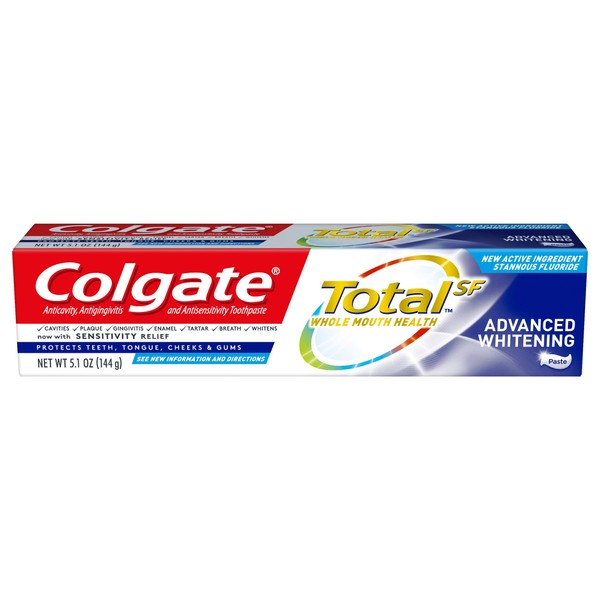 Colgate Total Advanced Whitening Toothpaste with Fluoride, Multi Benefit Toothpaste