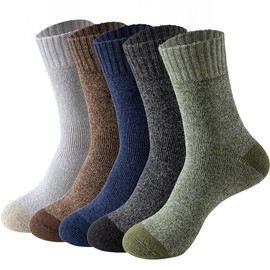 5 Pares Calcetines para Hombre, Medias de Peluche, Calcetines Otoño y Invierno Clásico para Negocios, Calcetas Deportivas Transpirables, Calcetines Moderados Paquete de 5 pares