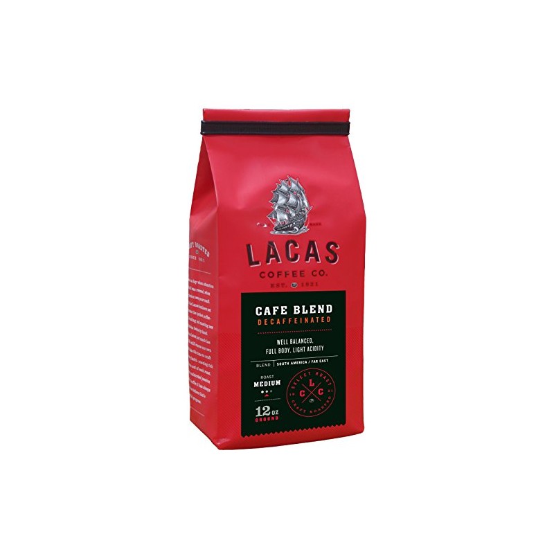 Lacas Coffee Company Café Blend Decaffeinated Medium Fine 12 oz.