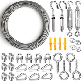 Omsscun 15 m 2 mm wire rope, 304 stainless steel wire rope, tension wire, steel cable coated, stainless steel rope, for string light suspension, washing line, curtain rope, climbing plants