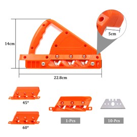 45°+60°Chamfer Planer + 10 Blades for Plasterboard Repair Edges or Surfaces of Plasterboard, Wood Panels etc with Precise, Safe and Smooth Cut