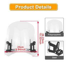 REARACE Adjustable Windscreen Fit for Husqvarna Vitpilen/Svartpilen 401 2017-2023 Adjustable Risers Brackets Motorcycle Windshield (Clear)