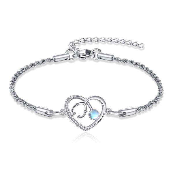 DAYLINLOVE Nurse Gifts for Nurses 925 Sterling Silver Stethoscope Moonstone
