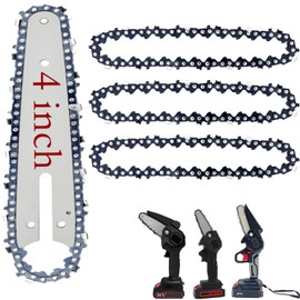 [5 Pieces] 4 Inch Mini Chainsaw Chain with Replacement Saw Chain Bar, 4 Inch Replacement Chains for Portable Mini Chainsaw, Guide Saw Chain for All 4-inch Mini Chainsaws for Wood Branch Cutting