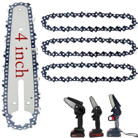[5 Pieces] 4 Inch Mini Chainsaw Chain with Replacement Saw Chain Bar, 4 Inch Replacement Chains for Portable Mini Chainsaw, Guide Saw Chain for All 4-inch Mini Chainsaws for Wood Branch Cutting