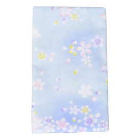 WKG Gauze Tenugui, 1 Sheet, Made in Japan, Senshu, Japanese Pattern, Double Layer, 04, Sakura 2 (Blue)