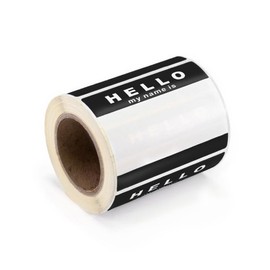 'Hello My Name is' Stickers/Name Label Tags - 250 Black & White - 8cm x 6cm