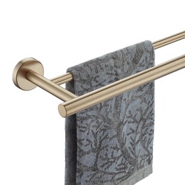 JQK Double Towel Bar Champagne Bronze, 27 Inch 304 Stainless Steel Thicken 0.8mm Towel Rack for Bathroom, Towel Holder Wall Mount, Useable Length 24 Inch, TB100L24-CB
