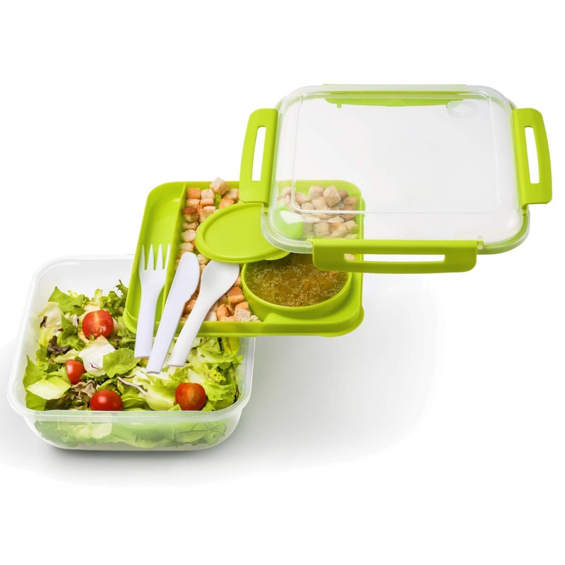Rotho Memory B3 Lunchbox 1,7l mit Besteck und separatem Behälter,