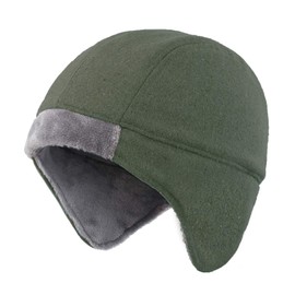 Connectyle Mens Fleece Lined Thermal Skull Cap Beanie with Ear Covers Winter Hat (Army Green)