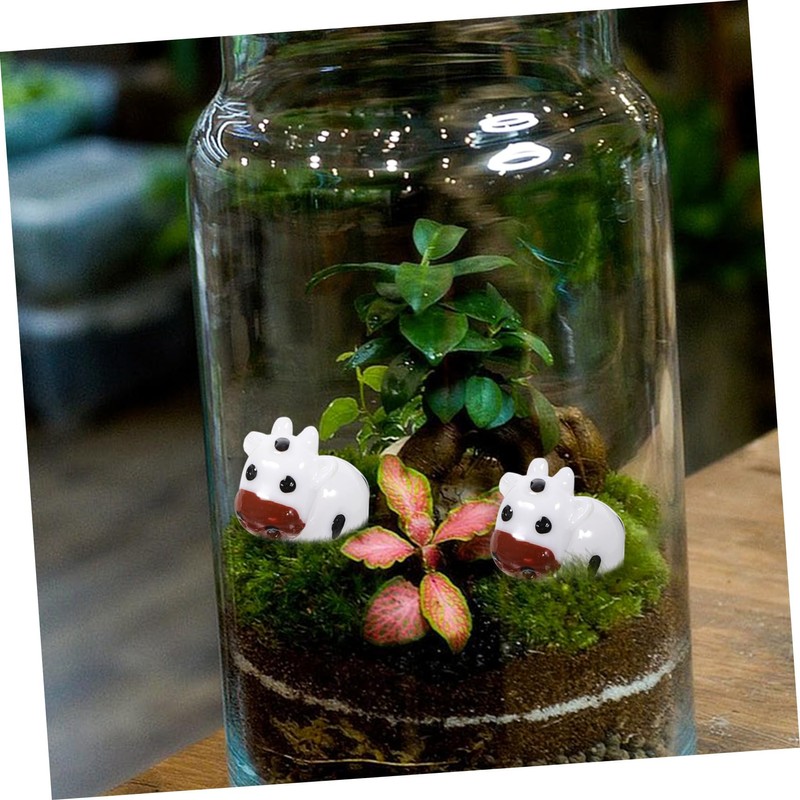 Mipcase 35pcs Miniature Cow Figurines Animal Models for Moss Landscape