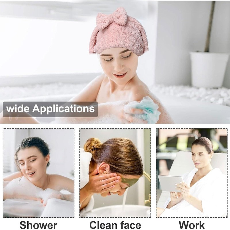 KAYEF Pack of 3 Coral Velvet Dry Hair Hat, Drying