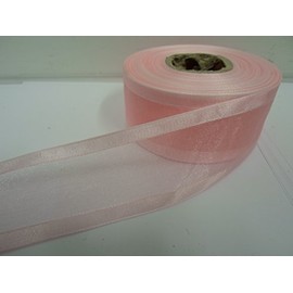2 metres x 40mm Edged Organza Ribbon Baby Pink Light Pink Double Sided Satin Edge Sheer 40 mm 4cm