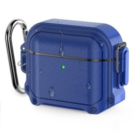Waterproof for AirPods 3rd Generation Case Cover with Lock, for Airpods 3 Case Cover with Carabiner, for Airpods 3 Generation Protective Case Gen 3 Shockproof Cover for AirPods 3 2021 (Blue)