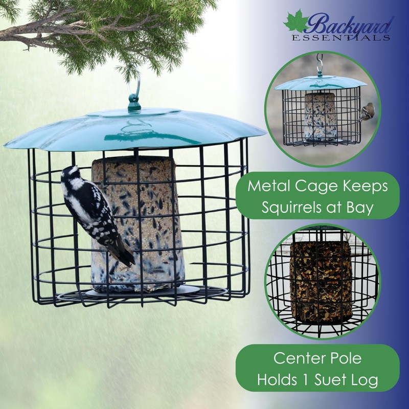 Backyard Essentials Squirrel Defeater Seed or Suet Log Cage Feeder