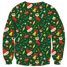 Xumplo Kids Ugly Christmas Sweatshirts Boys Girls 3D Printed Top Child Long Sleeve Crewneck Xmas Pullover T Shirts 4-5 Years Green