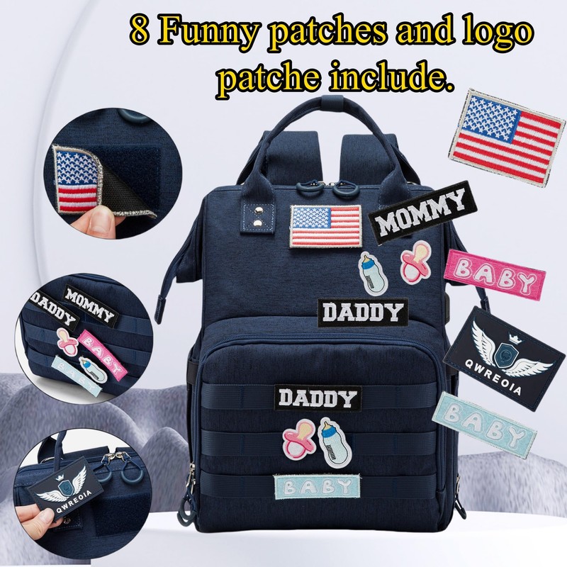 QWREOIA Diaper Bag Backpack for Dad and Mom with USB