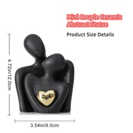 ODMYZG Mini Couple Statue,Couple Hugging Statue,Modern Abstract Art Decoration,Decorative items for TV cabinets,living rooms and bedrooms.Romantic Gifts for Valentine Anniversary Birthday (Black, M)