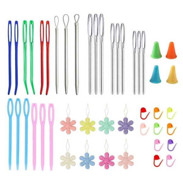 EULAPGOE 48 Pcs Large Eye Sewing Needles, Darning Needles for