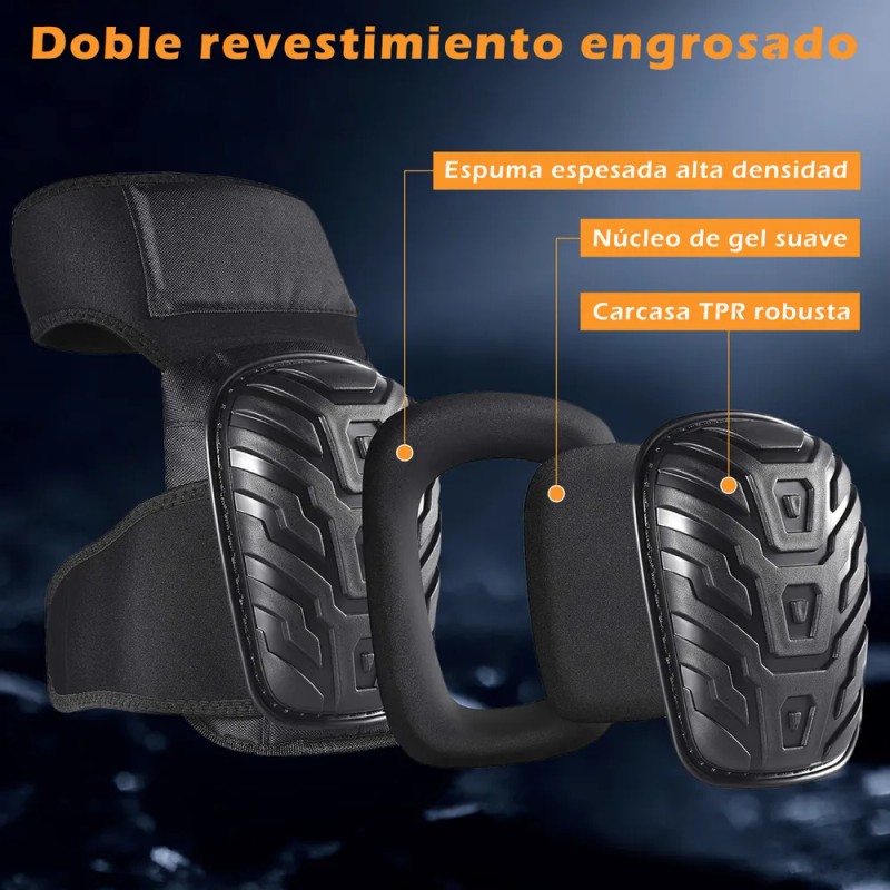 Rodilleras Kidomy Negras Resistente Uso Construcción Velcro Ajustable