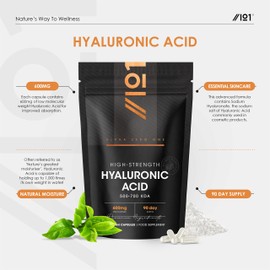 Hyaluronic Acid Supplement 600mg (800-1500 KDA) - 90 Vegan Triple Strength Hyaluronic Acid Capsules - 3 Month Supply - Natural Skin, Hair & Joint Supplement for Women & Men - Superior Absorption