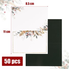 50pcs Christmas Place Cards for Table Setting Green Gold Holiday Table Name Place Cards (Green)