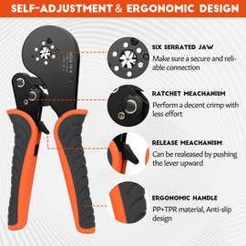 2200PCS Hexagonal Ferrule Crimping Tool Kit –Amliber AWG30-5 Self-Adjusting Wire Ferrule Crimper with Wire Ferrules Connectors for Electrical Work, Automotive, and DIY Projects