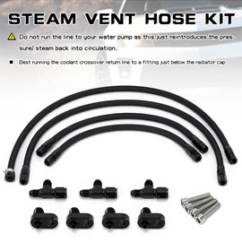 PTNHZ Steam Vent Hose Kit 4 AN Aluminum Complete Coolant Crossover Transmission Fluid Cooler Hose Line Stainless Steel Silica Gel Nylon woven fabric For LSX LS1 LS2 LS6 LM7 (Black)