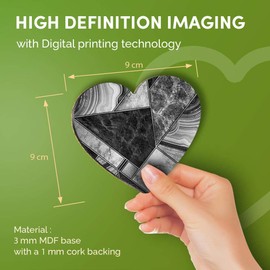 Destination Vinyl ltd Great Coasters (Set of 4) Heart - BW - Marble Granite Agate Effect Collage Drink Glossy Coasters/Tabletop Protection for Any Table Type #43185