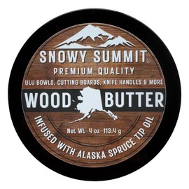 Alaska Wood Butter - Natural Wood Wax for Cutting Boards, Utensils, Ulu Bowls & Butcher Blocks-Spruce Tip Oil - Food Safe - Restore & Moisturize-4 oz