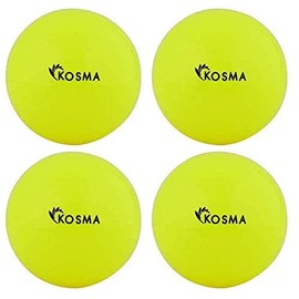 Kosma Set of 4 Smooth Hockey Balls | Outdoor Sports Practice Training Ball (Yellow)