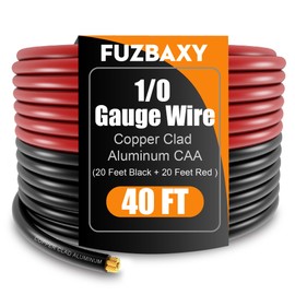 AWG 0 Gauge Wire (20 Feet Black+20 Feet Red) Copper Clad Aluminum,0 Gauge Battery Cable Wire Power Ground Cable,20PCS Lugs Terminal Connectors,Heat Shrink Tubing Suitable for Indoors/Outdoors