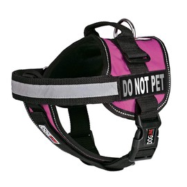 Dogline Vest Harness for Dogs and 2 Removable Do Not Pet Patches, Large/28 to 38", Pink