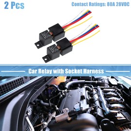 X AUTOHAUX 2 Pcs Car Relay with Socket Harness 5 Pin 24V 80Amp Model JD2912 80A 28VDC Automotive Relay Switches
