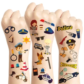 10 Blätter Polizei Tattoos für Kinder,Kindertattoos Polizei,Polizeiauto temporäre Tattoos,Mitgebsel Kindergeburtstag Gastgeschenke Party Deko Geburtstag Deko