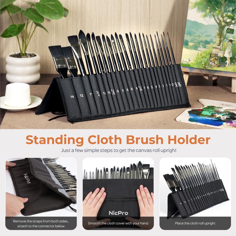 Nicpro 24PCS Watercolor Brushes Set Professional, Synthetic Squirrel Hair Watercolor