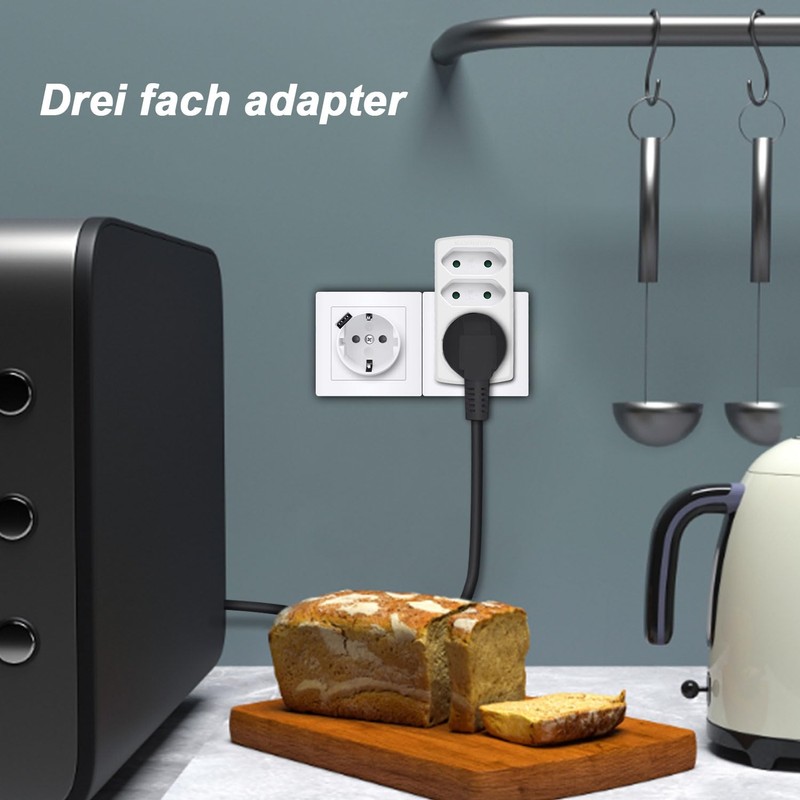 EXTRASTAR Multi-socket 3-way socket adapter, 2 Euro + 1 Schuko