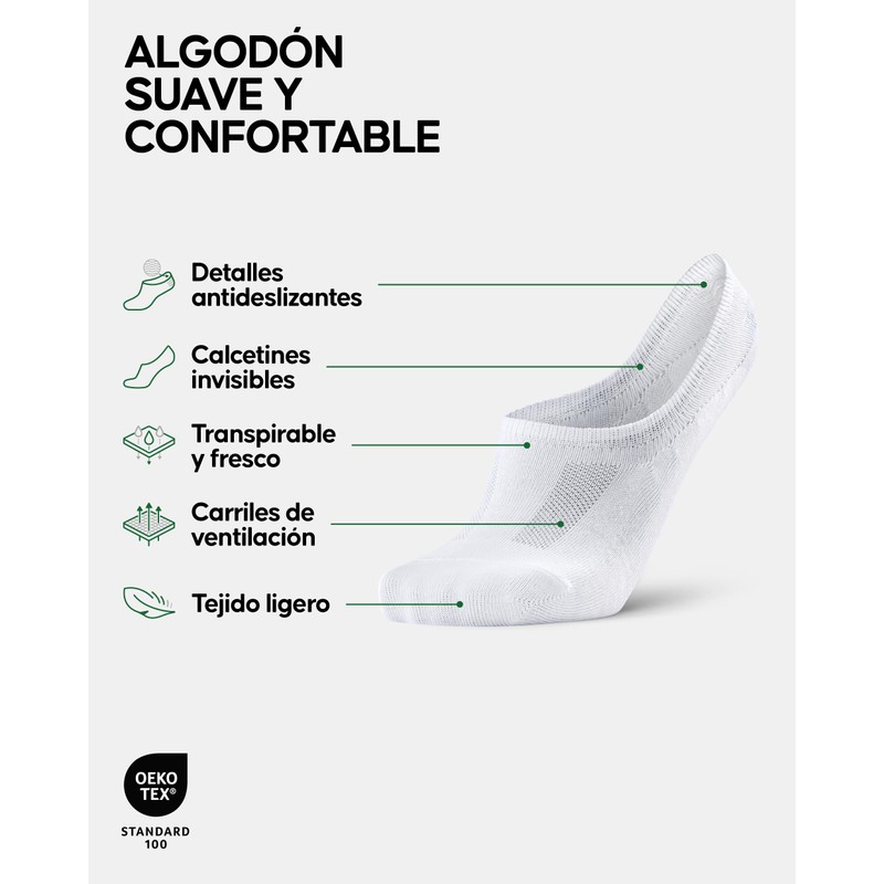 DANISH ENDURANCE Calcetines Invisibles para Hombre y Mujer Blanco CH