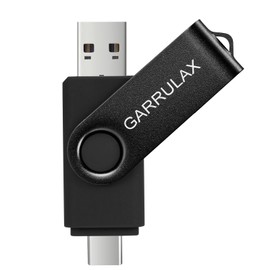 GARRULAX USB Flash Drive, 2 in 1 OTG Type C USB 2.0 Rotating Memory Stick Date Memory Stick Pendrive Thumb for Android Smartphones Macbook Tablets PC (Black, 128GB)