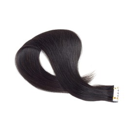 Minkissy 2pcs Real Human Hair Seamless Tape Hair Extensions Tape in Straight Seamless Wig Extensions for Women Reusable and Washable