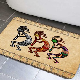 JAWO Bath Mat, Southwestern Native Non Slip Bath Mat America Ethnic Tribal VintageBathroom Mats and Rugs Geometric Retro Abstract Memory Foam Bathroom Rugs for Toilet Tub (17X29inch)