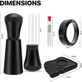 Coffee Tamper Set 53mm Espresso Accessories Kit with Wdt Tool Dosing Funnel and Tamper Mat for Barista Home Coffee Espresso Accessories Cafes and Coffee Lovers
