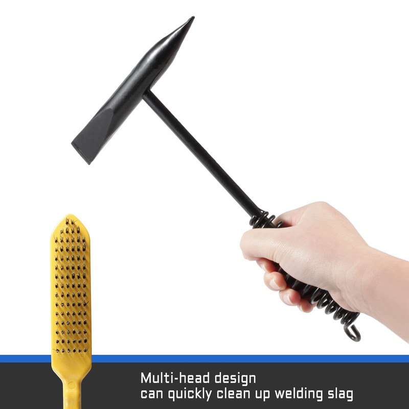 LEONTOOL 10 Inch Welding Hammer and Wire Brush with Curved