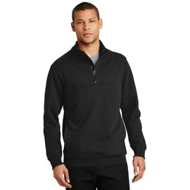 CornerStone Unisex Half Zip Job Shirt | Lightweight Fleece Jacket for Men & Women, Casual Pullover Sweater with Pockets, Black, Small